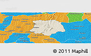 Shaded Relief Panoramic Map of Brobo, political outside