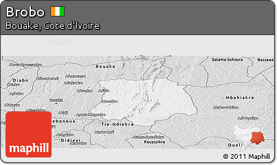 Silver Style Panoramic Map of Brobo