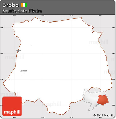 Classic Style Simple Map of Brobo, cropped outside