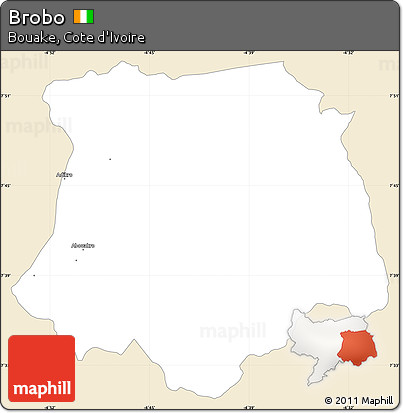Classic Style Simple Map of Brobo, single color outside