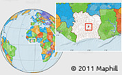 Political Location Map of Djebonoua, highlighted country