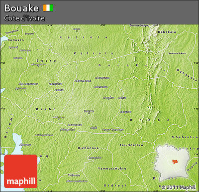 Physical Map of Bouake
