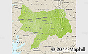 Physical Map of Bouake, shaded relief outside
