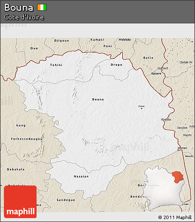 Classic Style 3D Map of Bouna