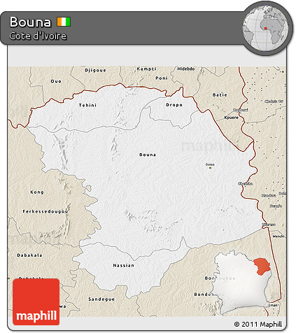 Classic Style 3D Map of Bouna