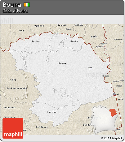 Classic Style 3D Map of Bouna