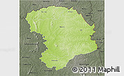 Physical 3D Map of Bouna, darken, semi-desaturated