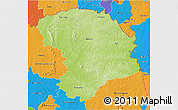 Physical 3D Map of Bouna, political outside