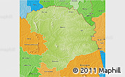 Physical 3D Map of Bouna, political shades outside