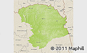Physical 3D Map of Bouna, shaded relief outside