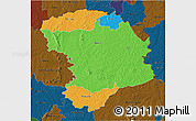 Political 3D Map of Bouna, darken