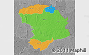 Political 3D Map of Bouna, desaturated