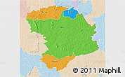 Political 3D Map of Bouna, lighten