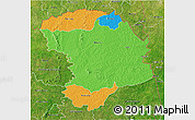 Political 3D Map of Bouna, satellite outside