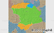 Political 3D Map of Bouna, semi-desaturated