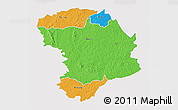 Political 3D Map of Bouna, single color outside