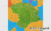 Satellite 3D Map of Bouna, political outside