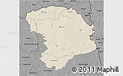 Shaded Relief 3D Map of Bouna, darken, desaturated