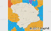 Shaded Relief 3D Map of Bouna, political outside