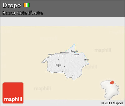 Classic Style 3D Map of Dropo, single color outside