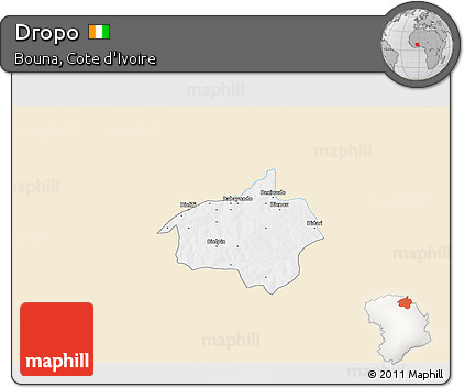 Classic Style 3D Map of Dropo, single color outside