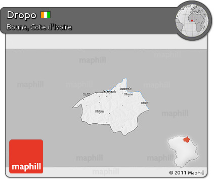 Gray 3D Map of Dropo, single color outside