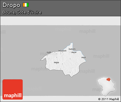 Gray 3D Map of Dropo, single color outside