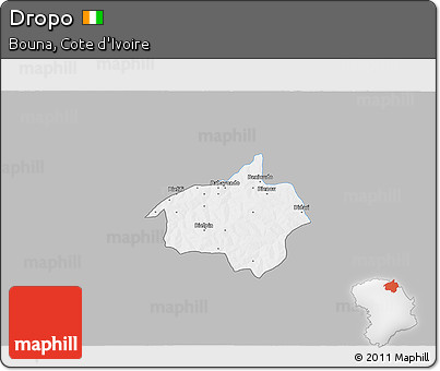 Gray 3D Map of Dropo, single color outside
