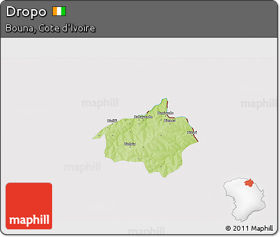 Physical 3D Map of Dropo, cropped outside
