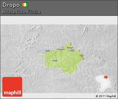 Physical 3D Map of Dropo, lighten, desaturated
