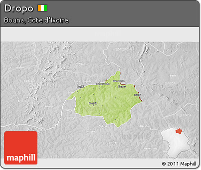 Physical 3D Map of Dropo, lighten, desaturated