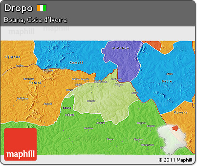 Physical 3D Map of Dropo, political outside