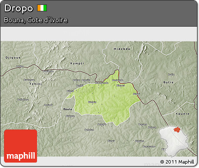 Physical 3D Map of Dropo, semi-desaturated