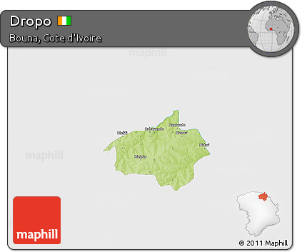 Physical 3D Map of Dropo, single color outside