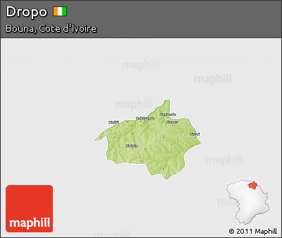 Physical 3D Map of Dropo, single color outside
