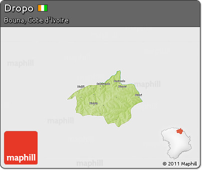 Physical 3D Map of Dropo, single color outside