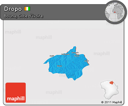 Political 3D Map of Dropo, cropped outside