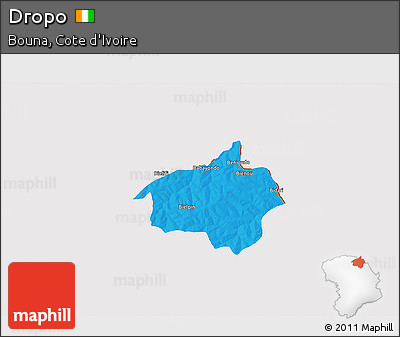 Political 3D Map of Dropo, cropped outside
