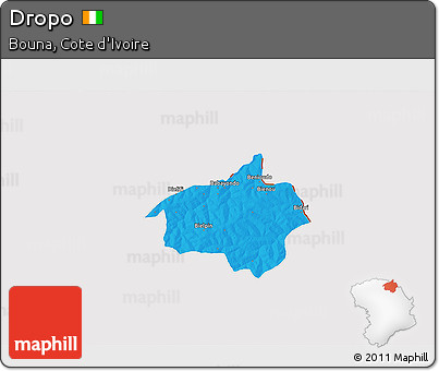 Political 3D Map of Dropo, cropped outside