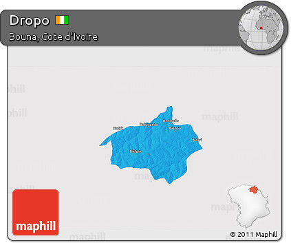 Political 3D Map of Dropo, single color outside