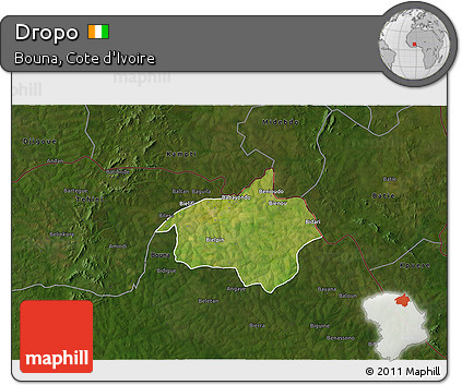 Satellite 3D Map of Dropo, darken