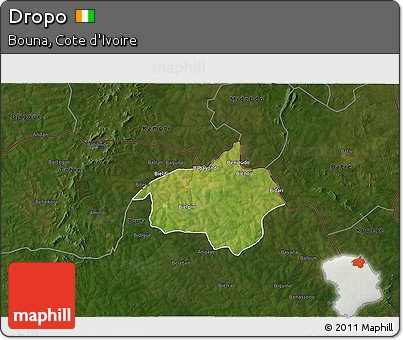 Satellite 3D Map of Dropo, darken