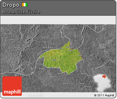 Satellite 3D Map of Dropo, desaturated
