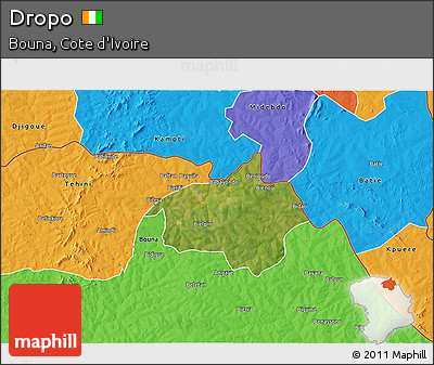 Satellite 3D Map of Dropo, political outside