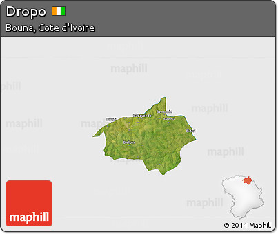 Satellite 3D Map of Dropo, single color outside