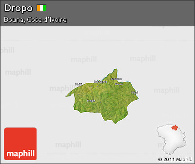Satellite 3D Map of Dropo, single color outside