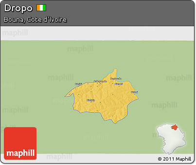 Savanna Style 3D Map of Dropo, single color outside