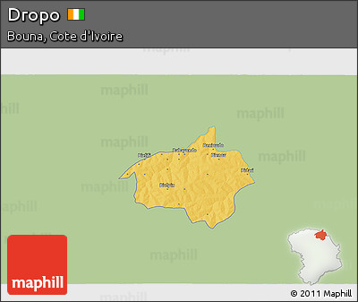 Savanna Style 3D Map of Dropo, single color outside