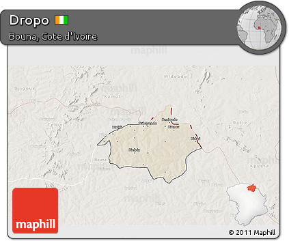 Shaded Relief 3D Map of Dropo, lighten