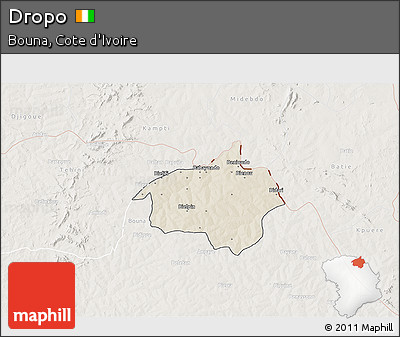 Shaded Relief 3D Map of Dropo, lighten